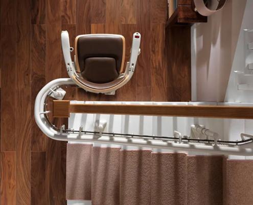 Overhead View Of Curved Stair Lift