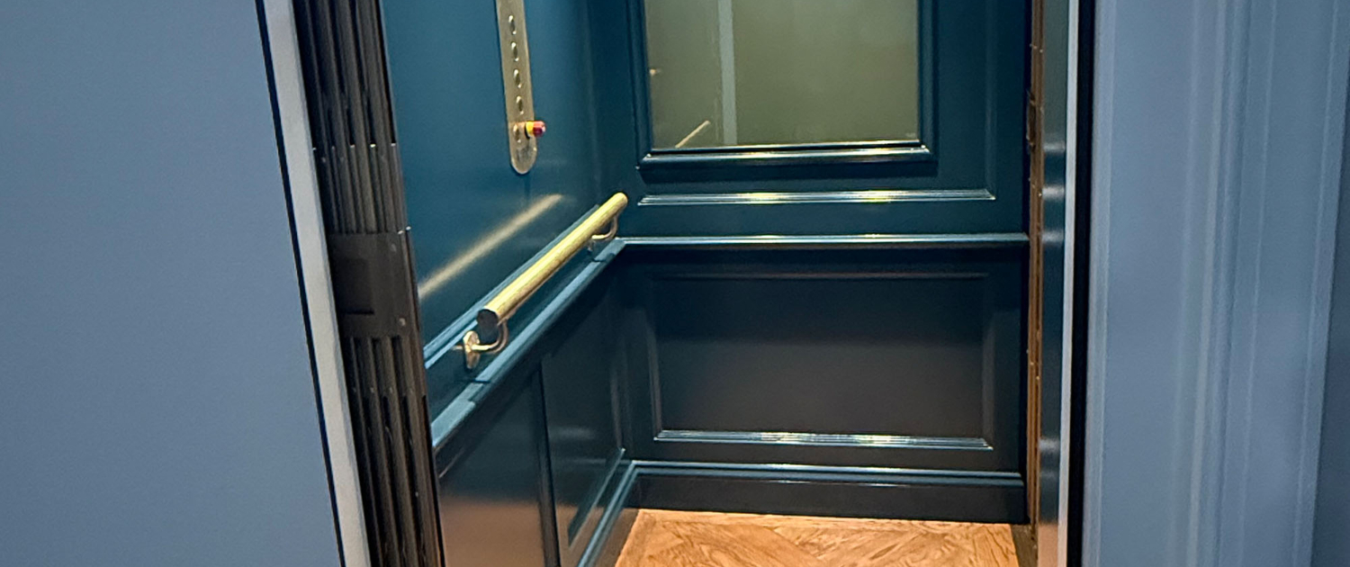 Blue Paneled Cab With Window Landscape
